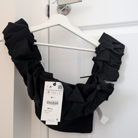 BNWT Zara gathered cropped top off shoulder - Picture 3 of 3